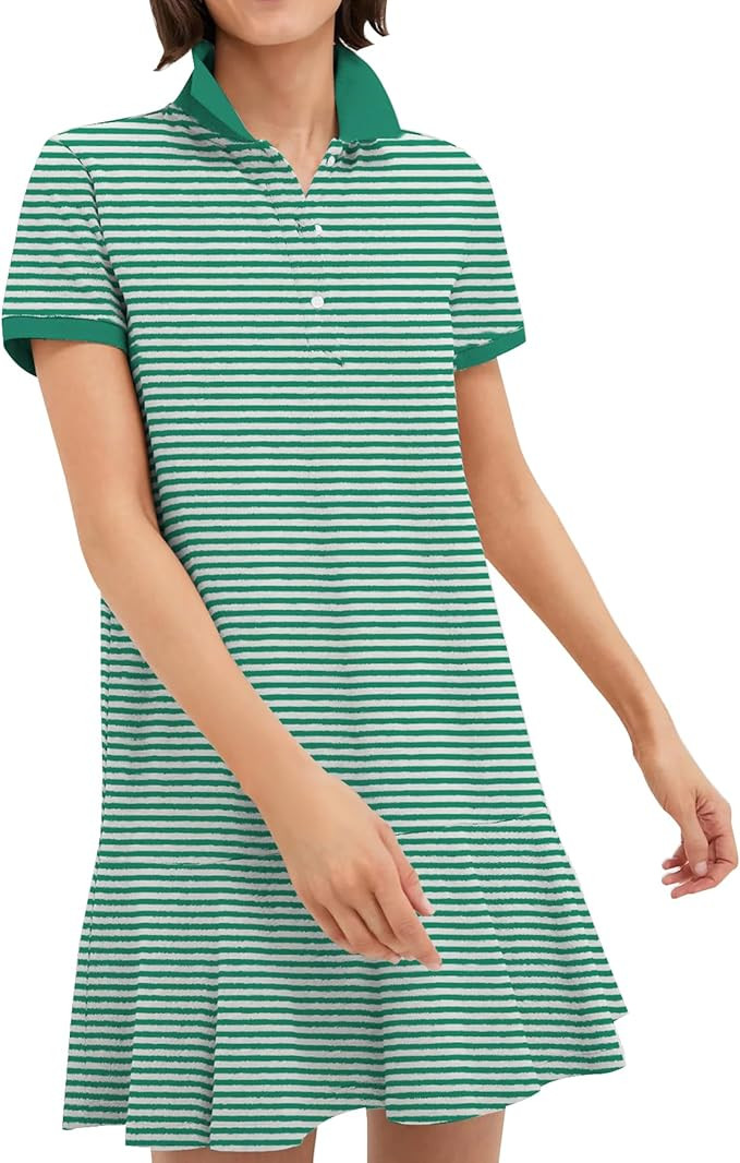 Women's Polo Dress Short Sleeve Ruffle Hem Golf Tennis Summer Mini Dresses | Amazon (US)