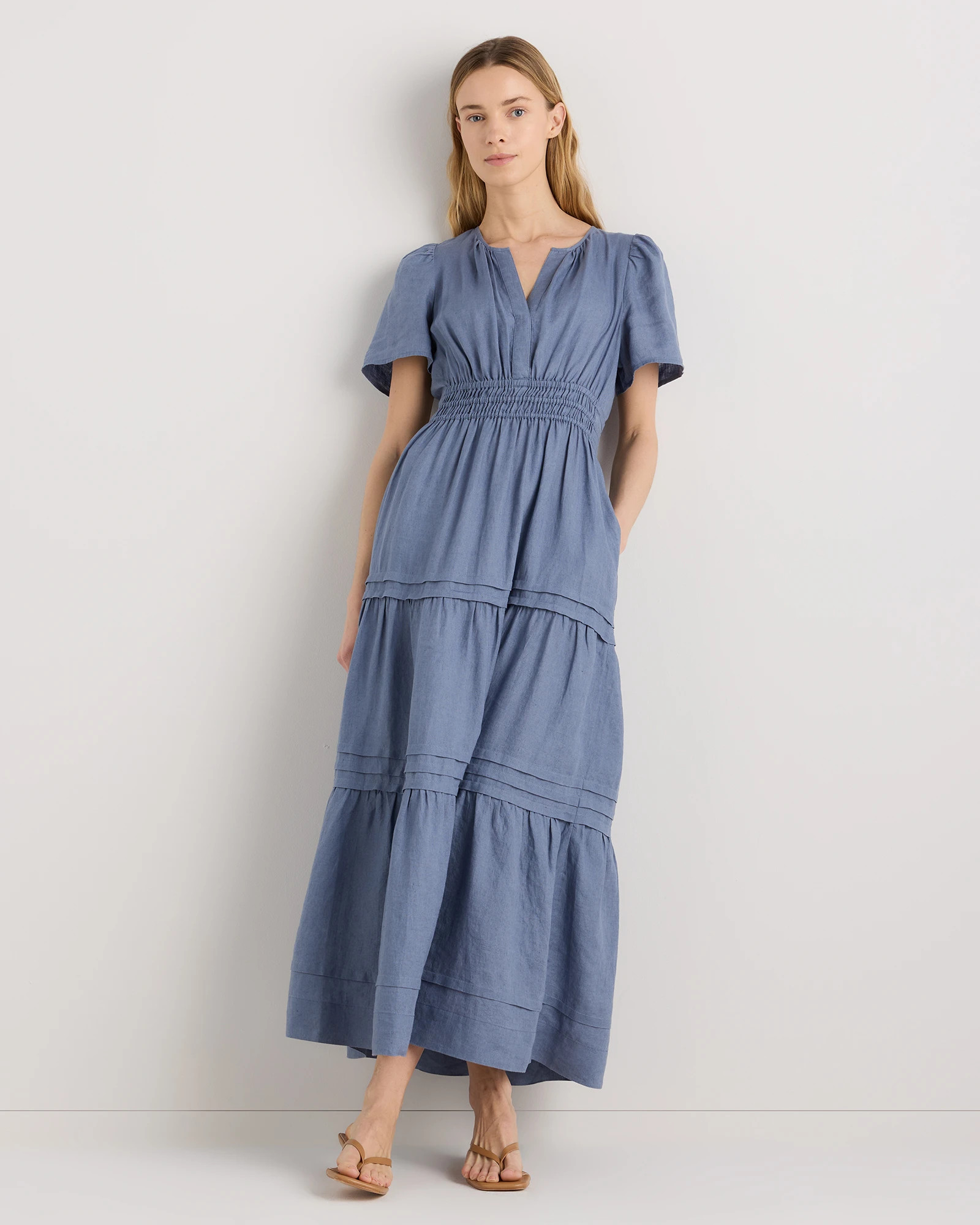 100% European Linen Tiered Maxi Dress | Quince