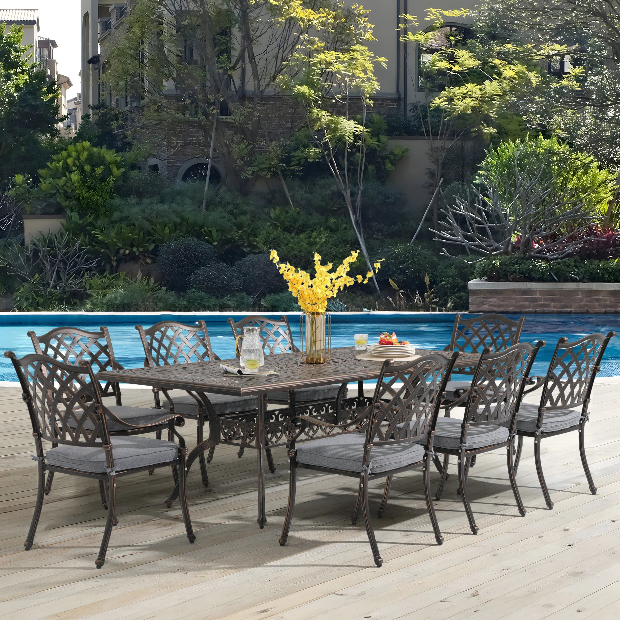 Lark Manor™ Amechi Rectangular 8 - Person 86.4'' L Outdoor Dining Set & Reviews | Wayfair | Wayfair North America