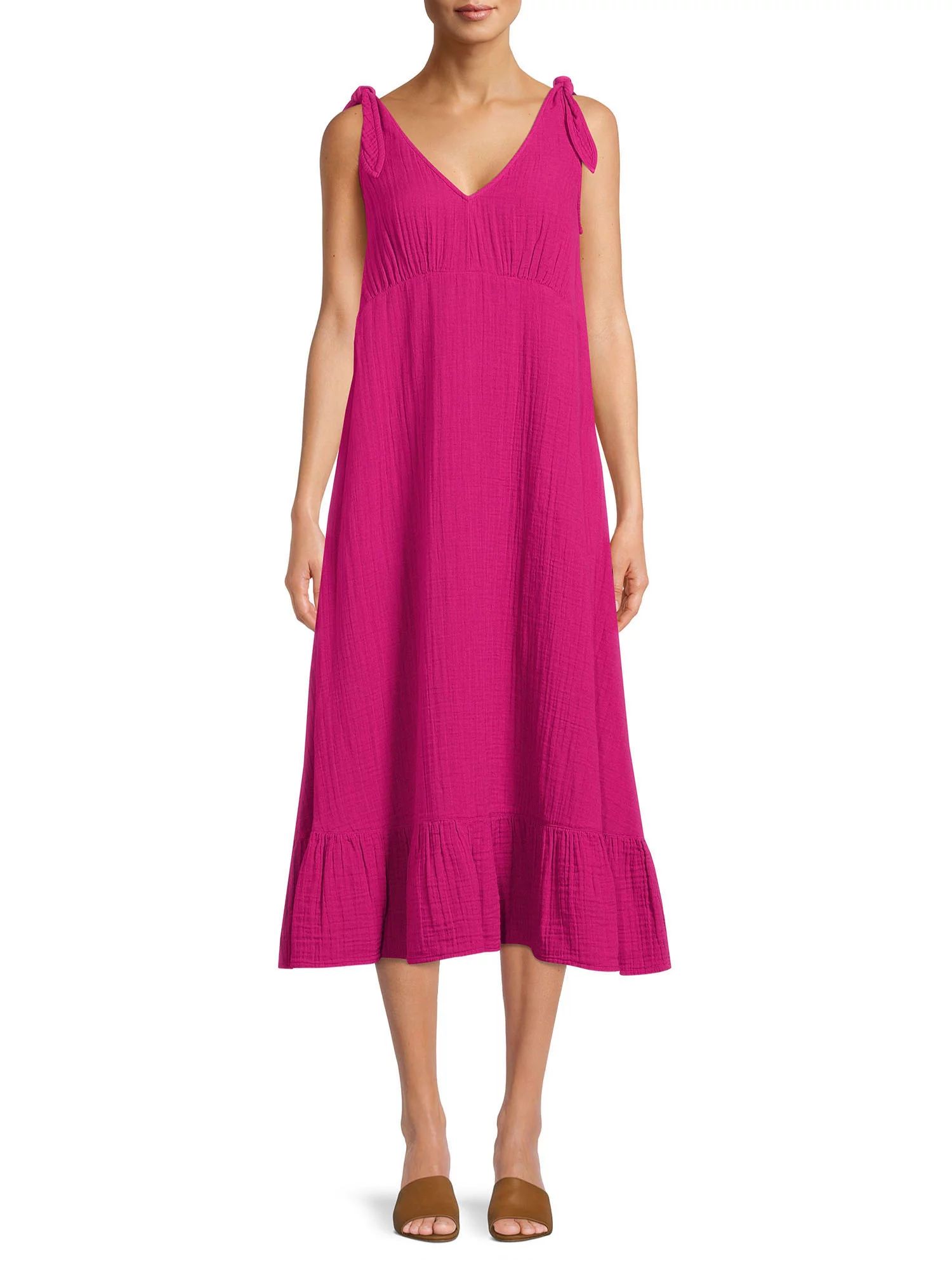 Time and Tru Women's V-Neck Knit Dress | Walmart (US)