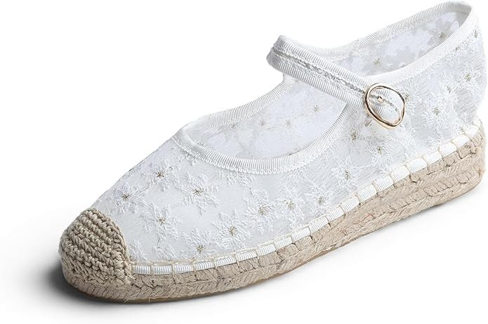Feversole Crochet Mesh Hand Stitching Espadrilles Women's Comfort Breathable Ankle Strap Low Heel... | Amazon (US)