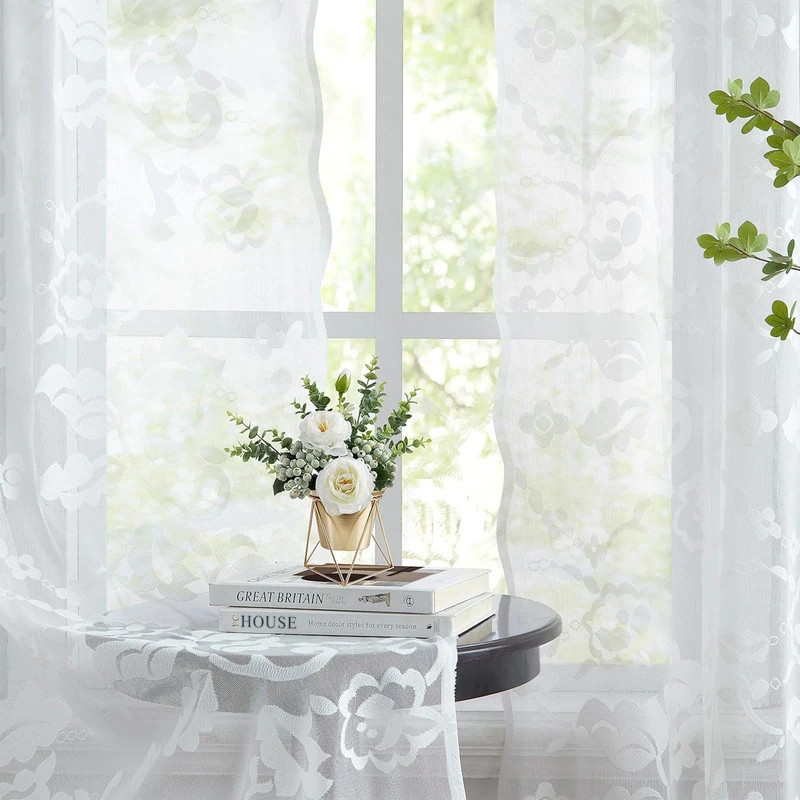 Lace Curtains, Knit Pattern, Set of 2 (W52 x 84L) | Bed Bath & Beyond