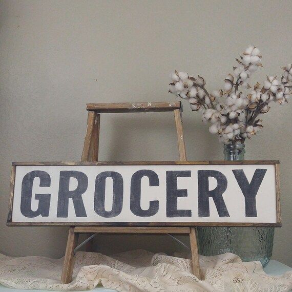 Grocery Sign, Fixer Upper Style, As Seen In HGTV Magazine, Farmhouse Wall Decor, Wood Pantry Sign, K | Etsy (US)