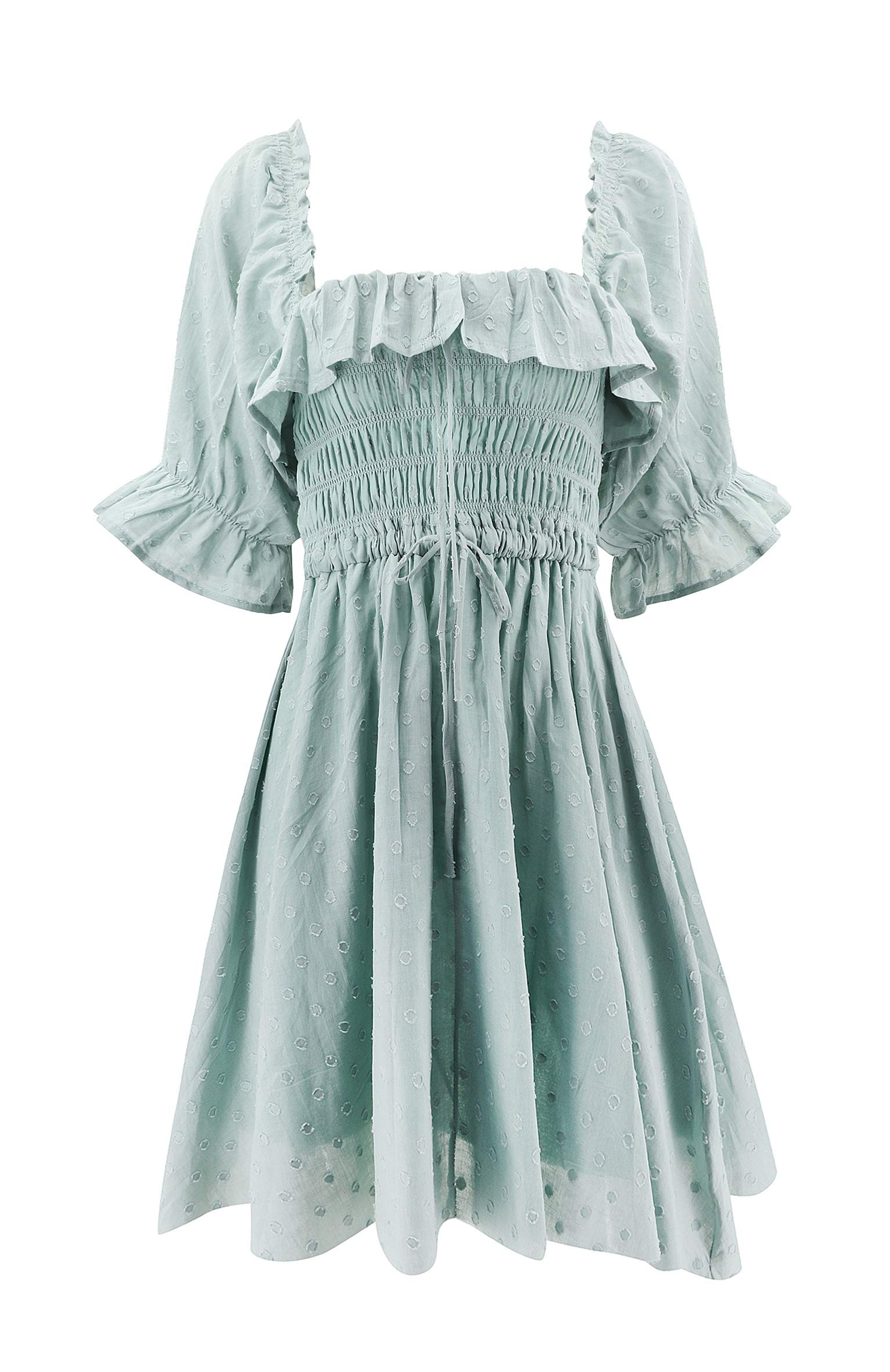 R.Vivimos Women's Summer Cotton Half Sleeves Backless Ruffled Mini A-Line Dress | Amazon (US)