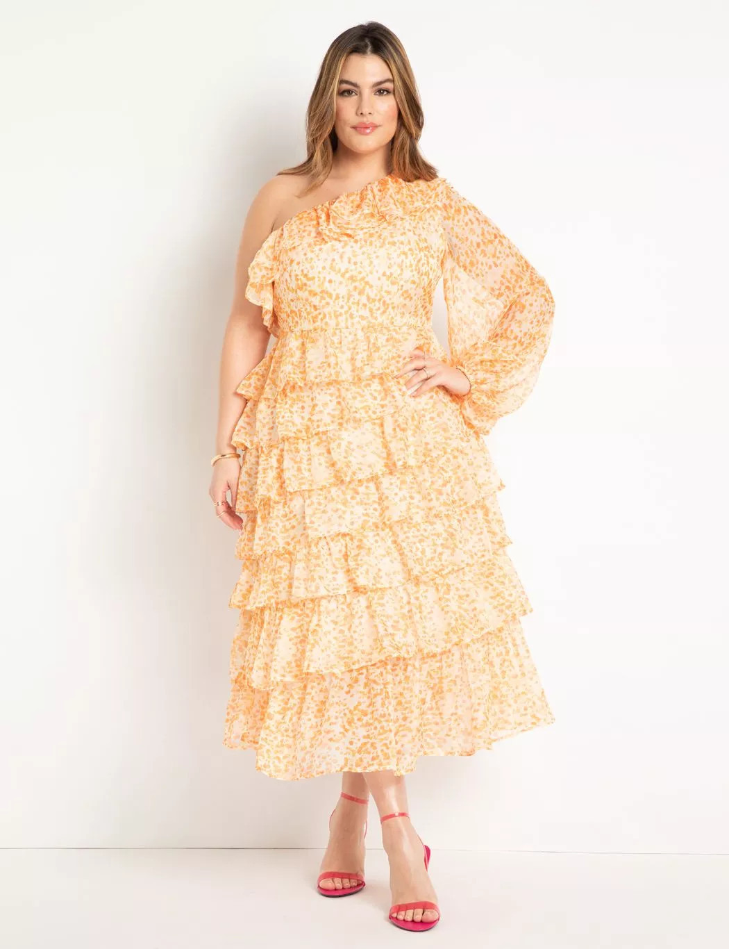 Chiffon Ruffled Dress | Eloquii