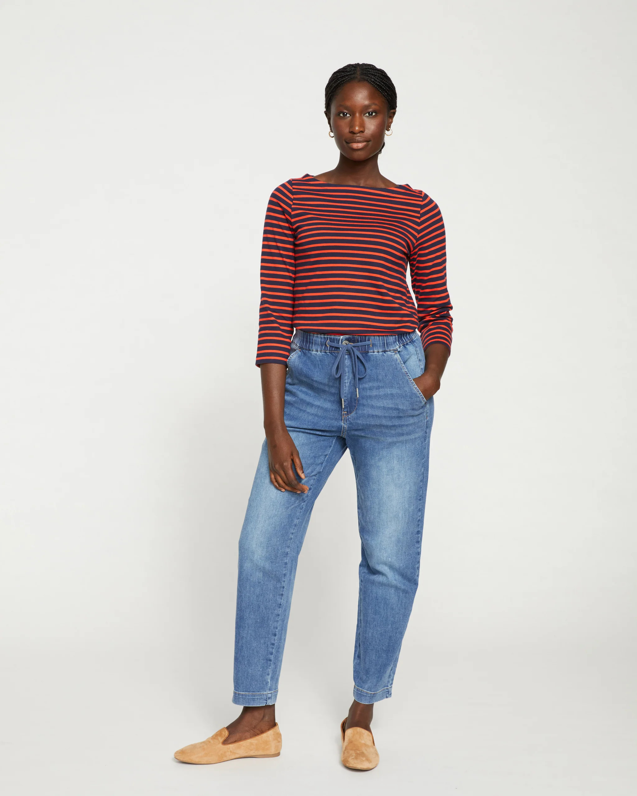 ComfortDenim Drawstring Jean Trouser - Western Blue Wash | Universal Standard
