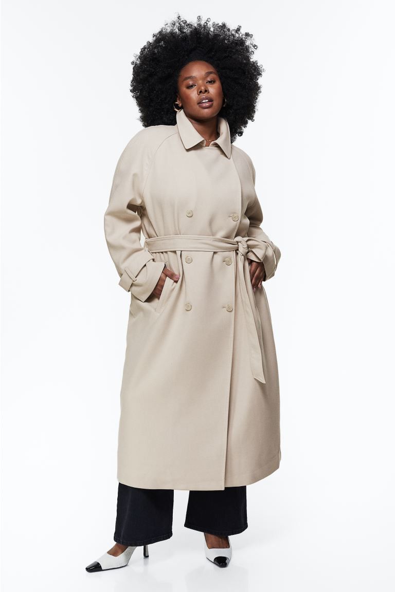 Double-breasted Trench Coat | Beige Long Coat | Spring Coat | Trench Coat Outfits | H&M (US + CA)