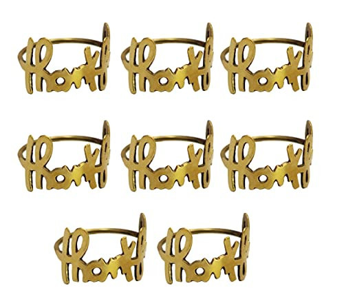 COTTON CRAFT Thanksgiving Napkin Rings - 8 Pack Thankful Inspirational Welcome Harvest Holiday Table Handmade Metal Napkin Holder Fall Christmas Celebration Festive Party Gift Décor - 2" Round - Gold | Amazon (US)