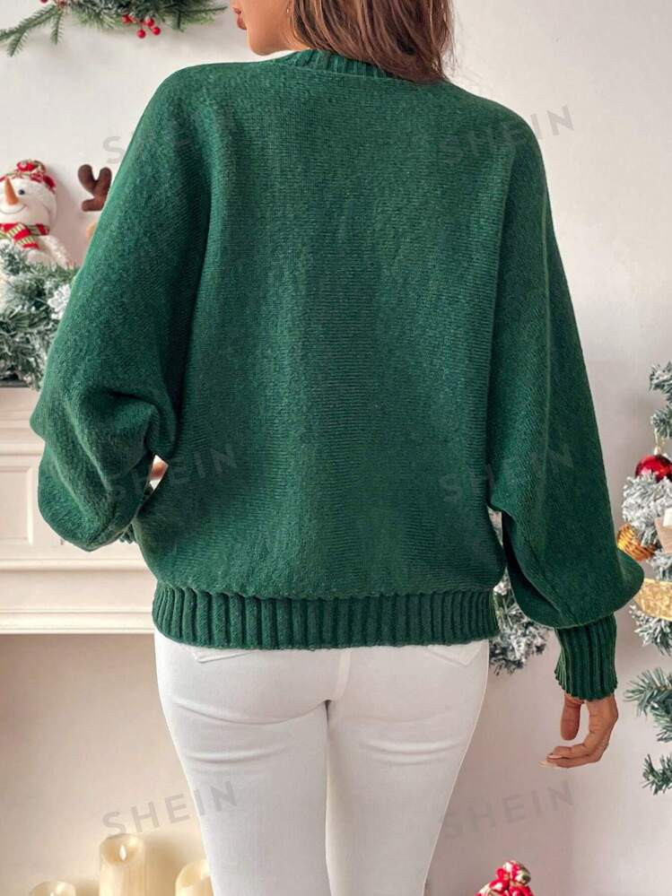 SHEIN LUNE Autumn Winter New Colorblock Letter Pattern Christmas Sweater, Fashionable Oversized T... | SHEIN