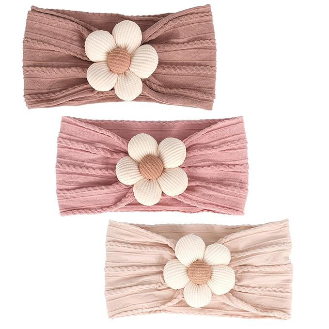 3 Pcs Baby Flower Headbands Baby Girls Nylon Headband Soft Hairbands Hair Accessories for Newborn... | Amazon (US)