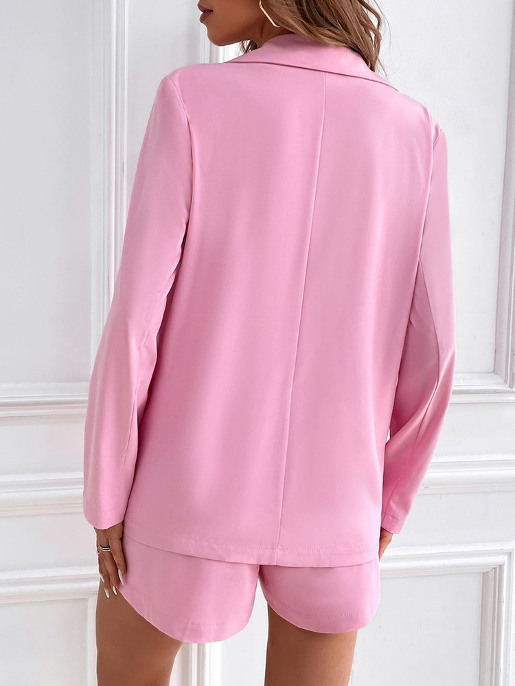 Single Button Blazer & Paperbag Waist Shorts | SHEIN