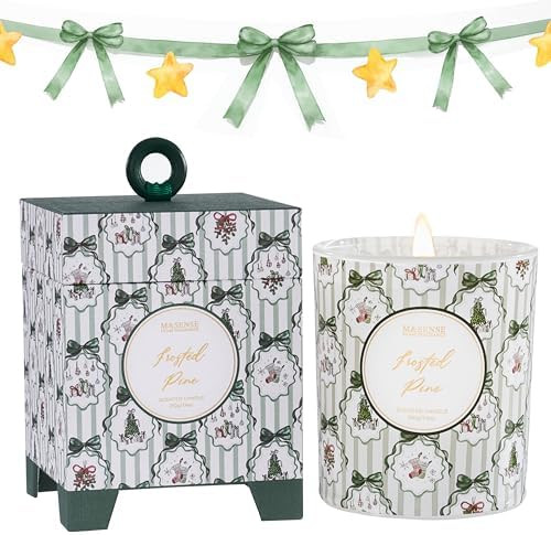 M&SENSE Christmas Holiday Candle - Frosted Pine Scent, 7.4oz Soy Wax, Winter Scented Candle Gift ... | Amazon (US)