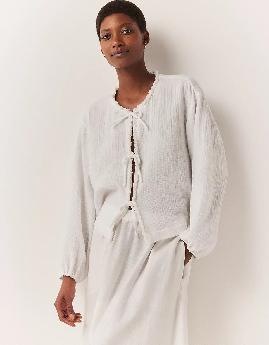 Organic Double Cotton Tie Front Jacket | The White Company (UK)