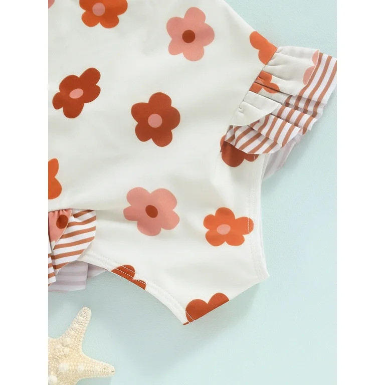 Toddler Baby Girl One Piece Swimsuit Floral Strap Sleeveless Bathing Suit Backless Ruffles Swimwe... | Walmart (US)