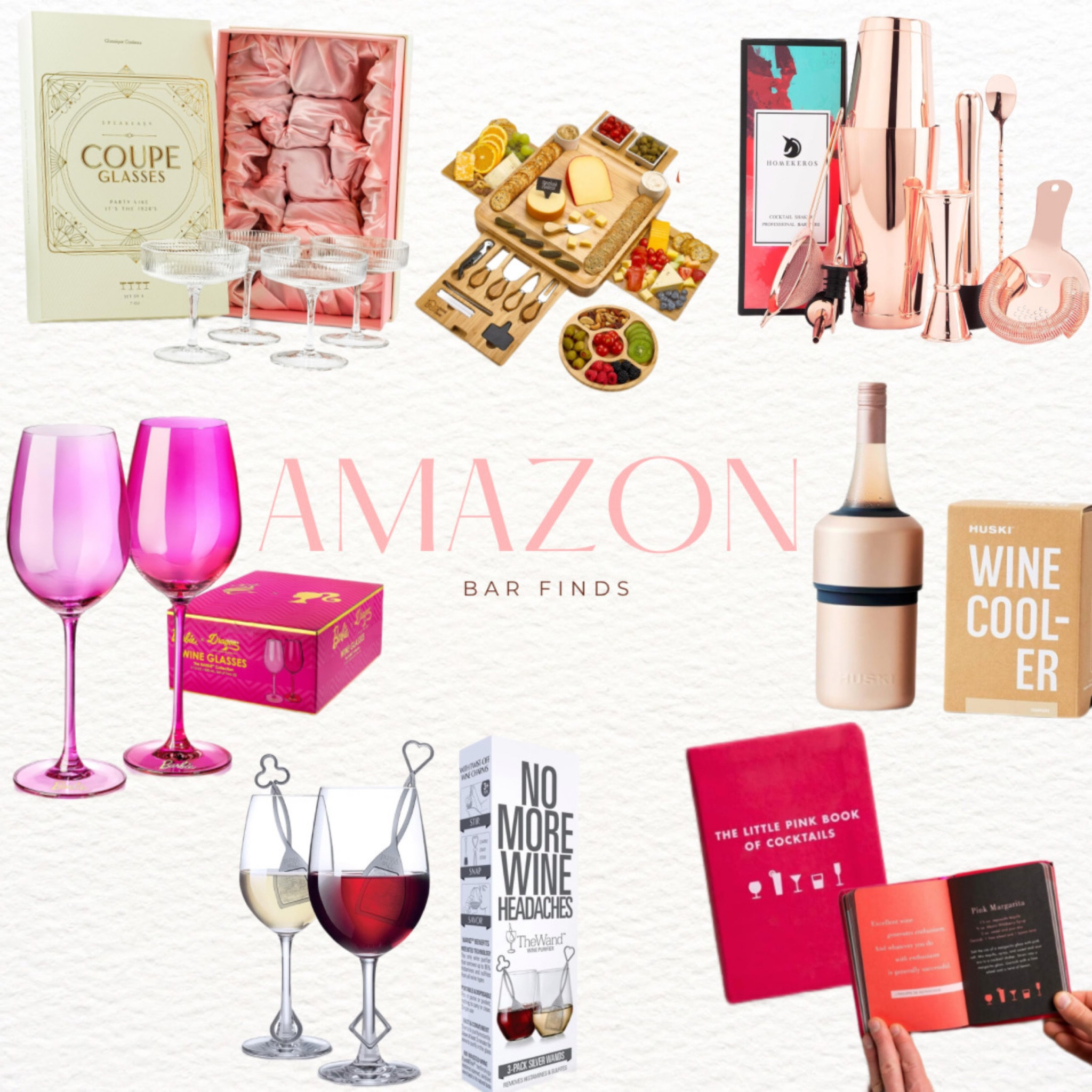 Perfect Amazon bar finds 🥂 amazon finds, bar finds, wine, cocktails, amazon must haves, coupe glasses, Barbie, wine glasses, girls night, gift guide, cocktail book, charcuterie, girl gifts, gifts for her, found it on Amazon, pink, bar, bar gifts, martini, espresso martini, cosmo, holiday gifts, holiday drinks, gift set, cocktail gift set 

#LTKGiftGuide #LTKHoliday #LTKfindsunder100