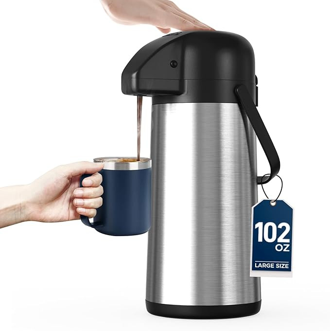 Coffee Carafe for Keeping Hot - Gezoss 102OZ / 3L Airpot Coffee Dispenser with Pump - Large Coffe... | Amazon (US)