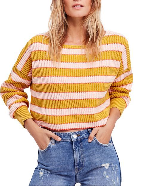 Free People Just My Stripe Cropped Sweater Women | Bloomingdale's (US)