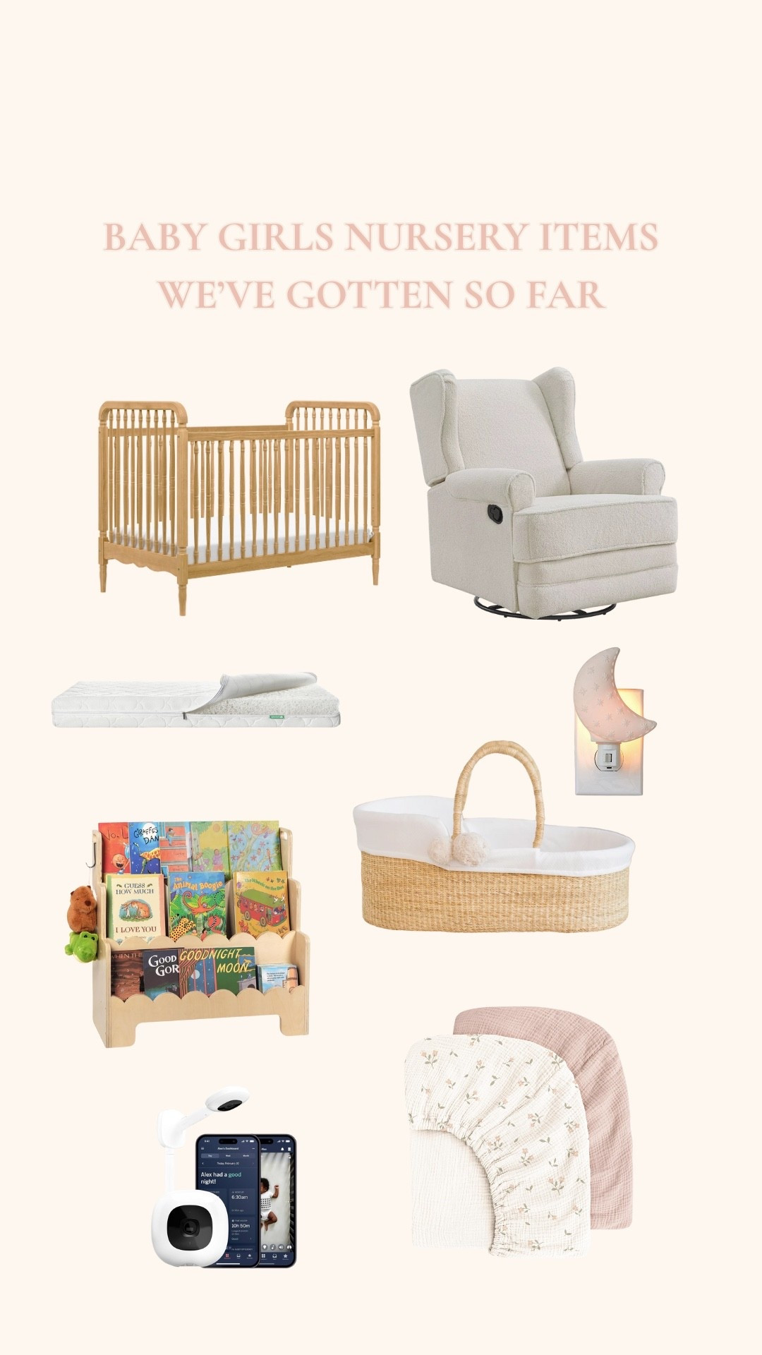 some of the nursery items we have for baby girl so far 🧸 now we just need the nursery room itself ready to be set up! 

moses basket from plum + sparrow 

#LTKBaby