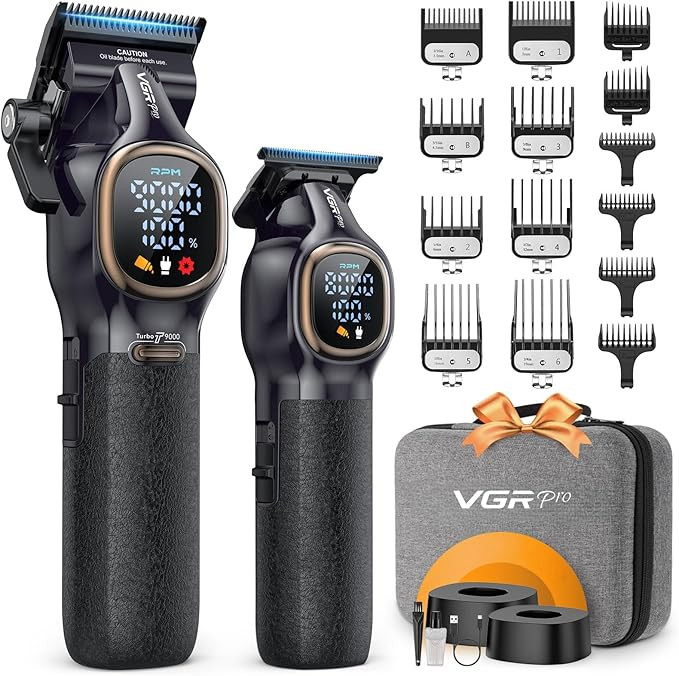 VGRPRO Professional Hair Clippers for Men, Professional Barber Clippers and Trimmer Set, Cordless... | Amazon (US)