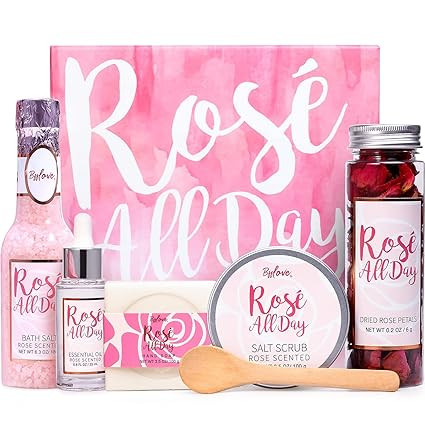 BFF LOVE 6Pcs Spa Gifts for Women, Bath Gift Set, Rose Gift Baskets for Women, Spa Kit with Essen... | Amazon (US)