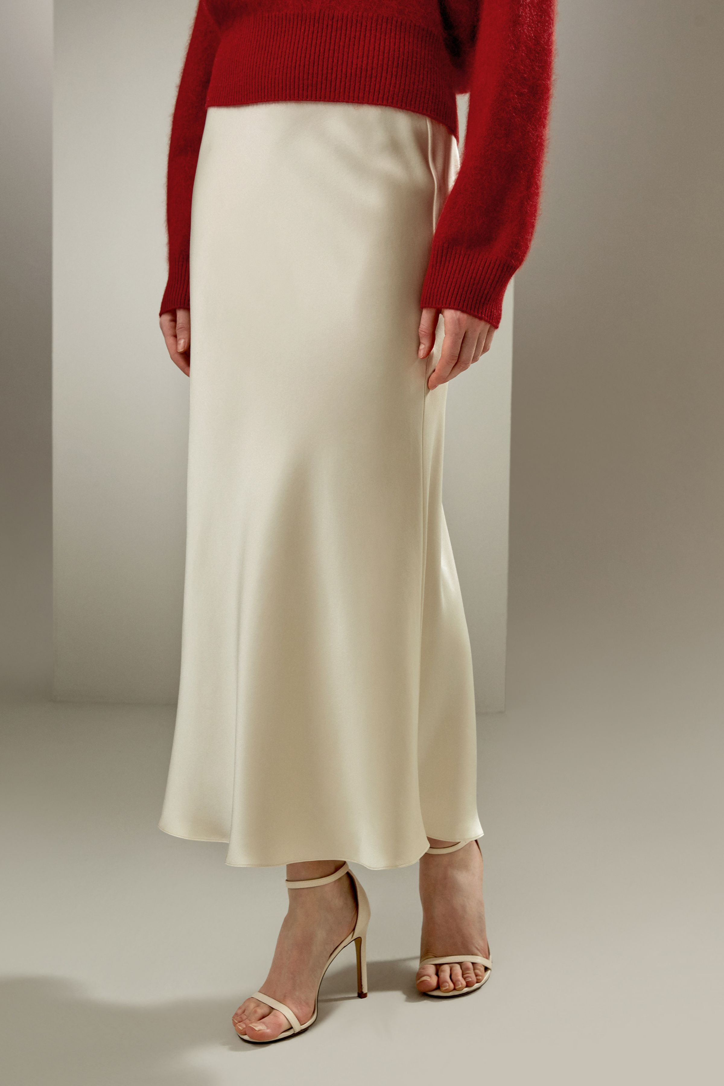 Jupe longue en soie avec ourlet évasé | LilySilk