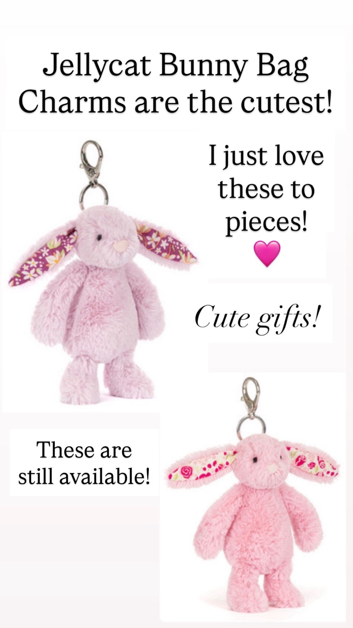 These jellycat bag charms shaped like little bunnies are still available

#LTKSeasonal