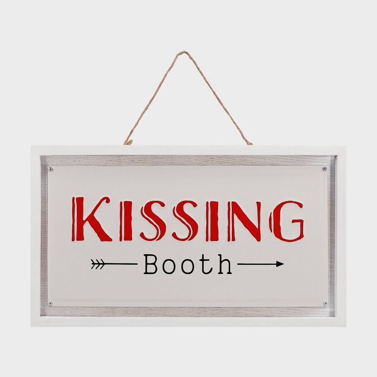 7.5"x 14" Valentine's Day Hanging Kissing Booth Wall Sign - Spritz™ | Target