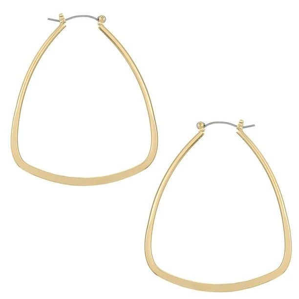 Time and Tru - Time and Tru Squared Gold Hoop Earrings for Women - Walmart.com | Walmart (US)