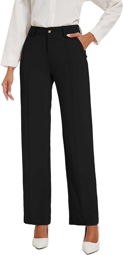 KICZOY Womens Dress Pants Stretchy Business Casual Work Pants Straight Leg Slacks for Office | Amazon (US)