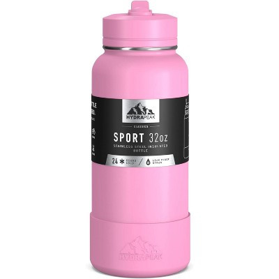 Hydrapeak 32oz Insulated Water Bottle with Straw Lid Matching Color Cap and Rubber Boot Bubblegum | Target