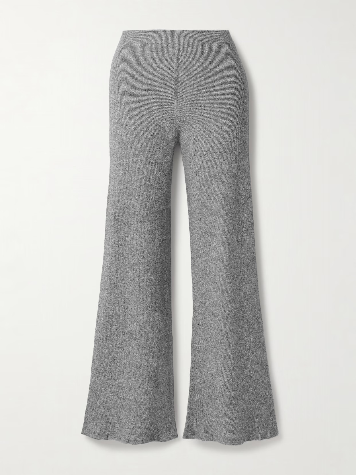 The Elder Statesman - Delicash Ribbed Cashmere And Silk-blend Wide-leg Pants - Gray | NET-A-PORTER (US)