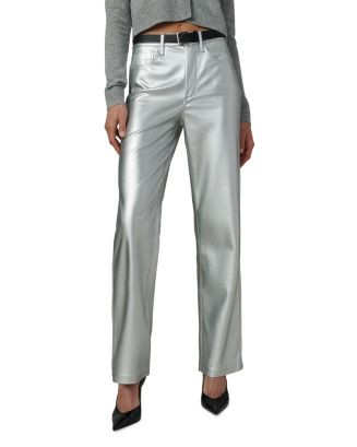 The Margot Faux Leather Straight Jeans in Plated Silver | Bloomingdale's (US)