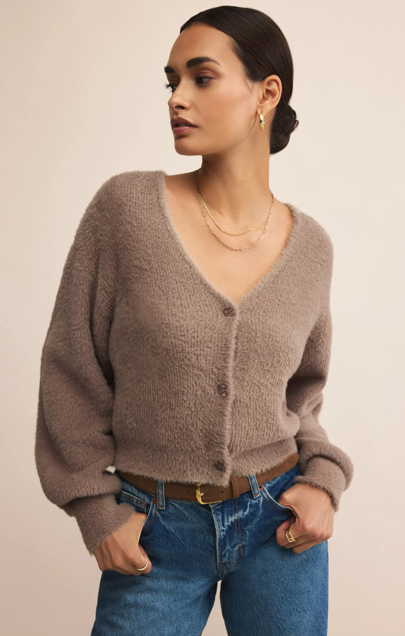 Z SUPPLY Women's Sadira Fluffy Crop Cardigan, Moonlight, Medium | Z Supply