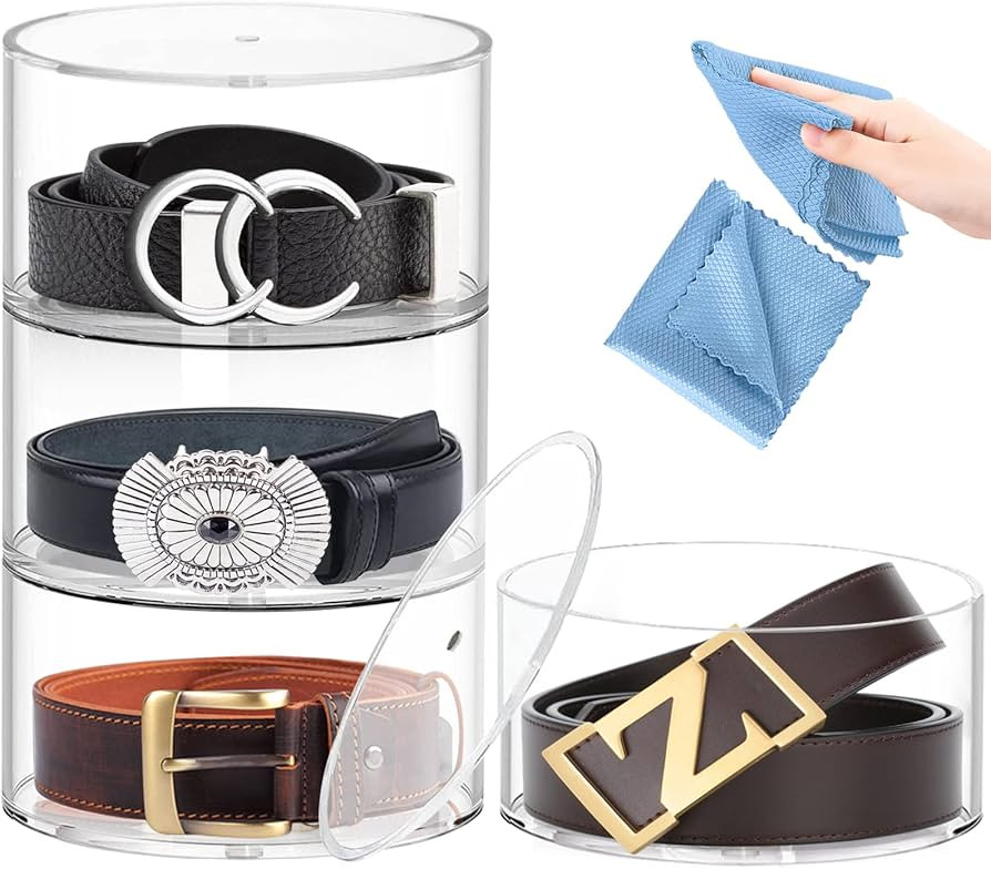 LINYAPRY Acrylic Belt Organizer, 4 Layers Clear Belt Display Case Storage Holder, Belt Storage Or... | Amazon (UK)