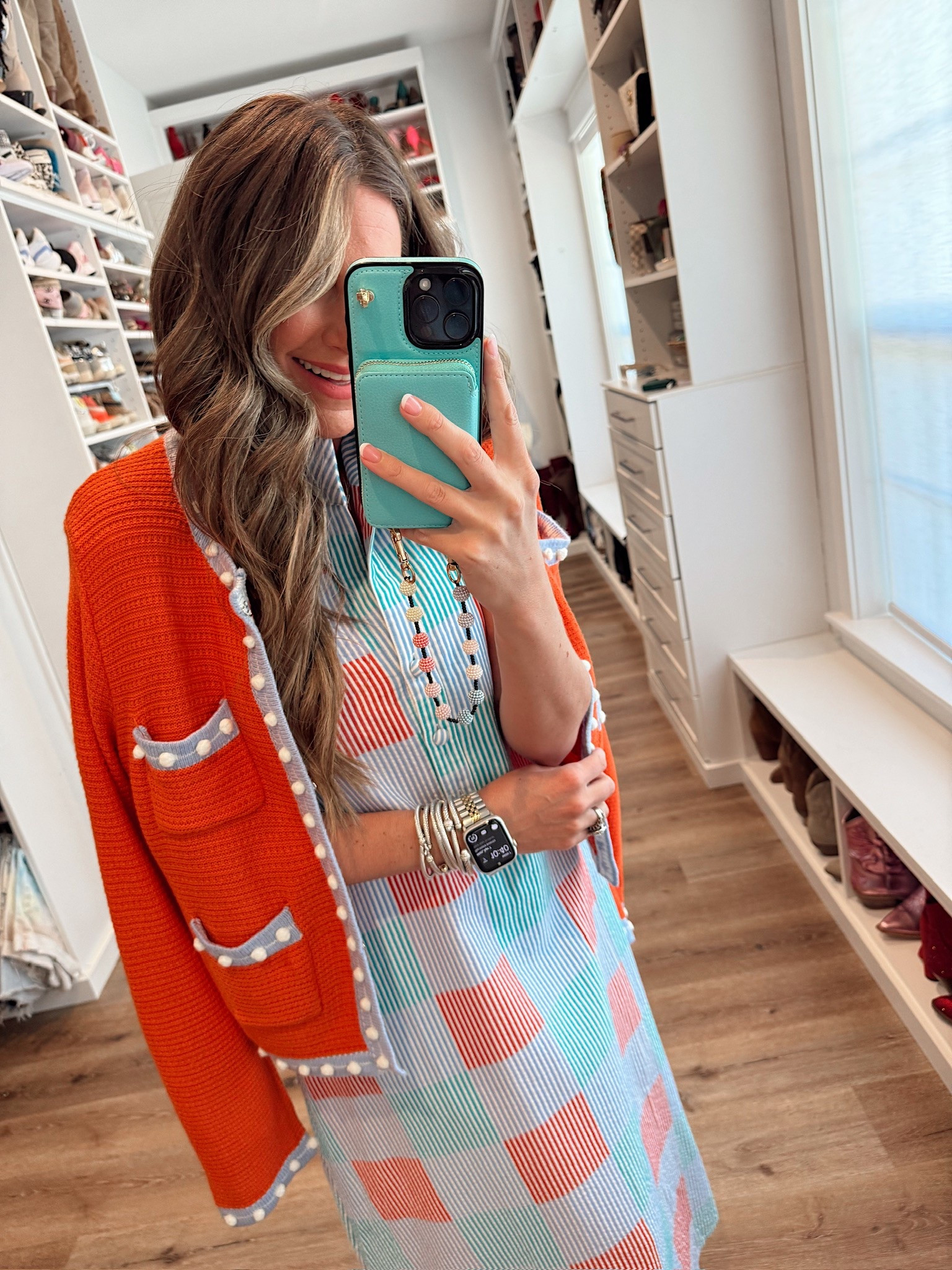 In a medium cardigan, medium collar maxi, sandals and accessories - fits tts.

#LTKStyleTip #LTKSeasonal #LTKShoeCrush