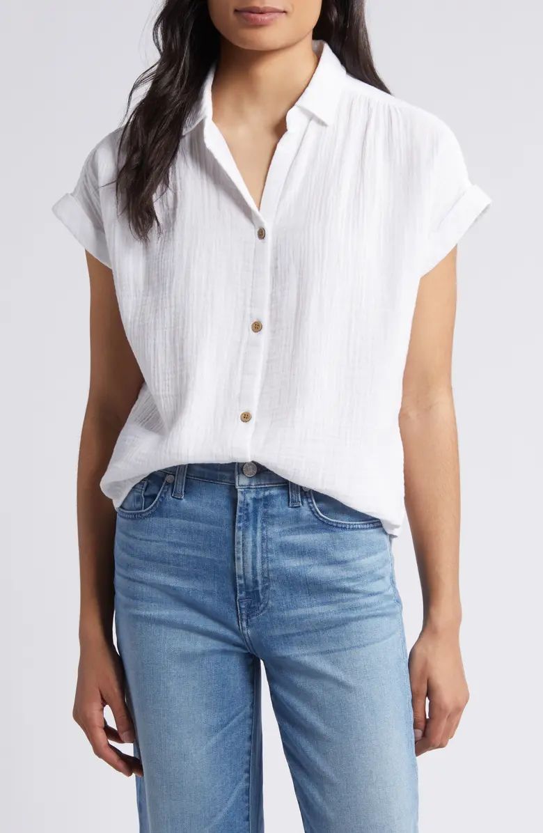 Dollie Short Sleeve Cotton Button-Up Shirt | Nordstrom