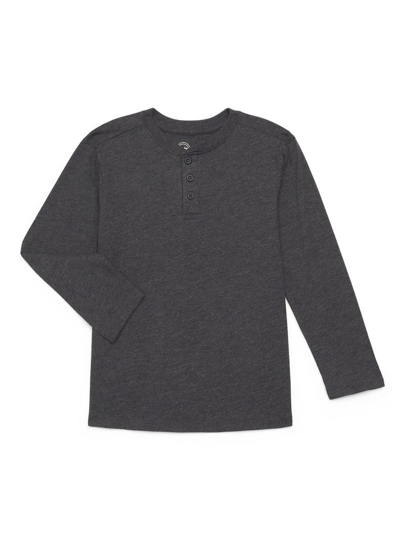 Wonder Nation Boys Henley Tee with Long Sleeves, Sizes 4-18 & Husky | Walmart (US)