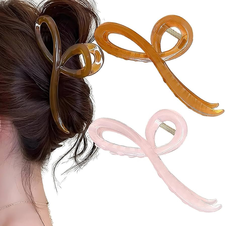 2Pcs Brown Pink Bow Hair Clip Large Hair Bows for Women Elegant Bow Hair Clips Fashion Bow Claw C... | Amazon (US)
