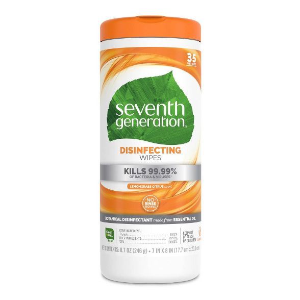 Seventh Generation Lemongrass Citrus Disinfecting Wipes - 35ct | Target