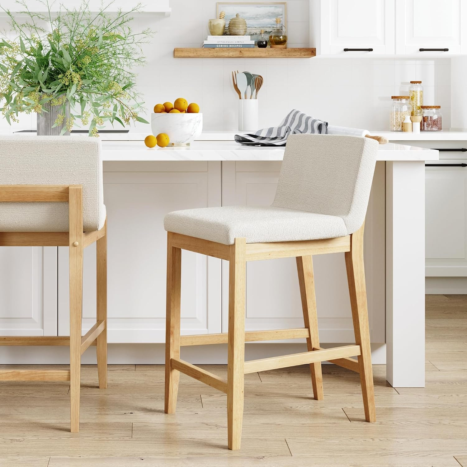 Nathan James Gracie Modern Counter Height Bar Stool with Back, Counter Stool Upholstered Chair wi... | Amazon (US)