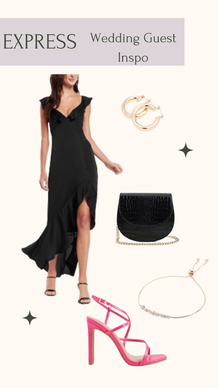 Fall or winter wedding guest inspo all from Express! 

Dress, pink heels, hoops, bracelet, bag


#LTKstyletip #LTKshoecrush #LTKwedding