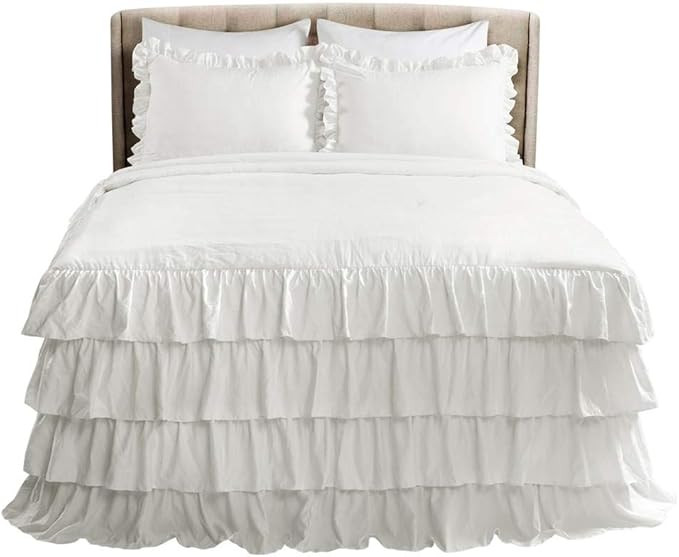 Lush Decor Lush Décor Allison Ruffle Skirt Bedspread White Vintage Chic Farmhouse Style Lightwei... | Amazon (US)