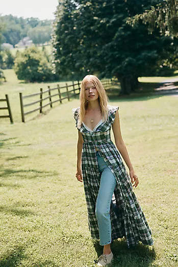 By Anthropologie Square-Neck Drop-Waist Maxi Dress | Anthropologie (US)