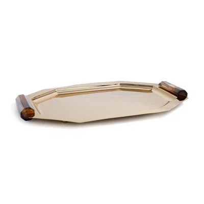 Polished Octagon Metal Serving Trays with Horn Handles | Wayfair North America