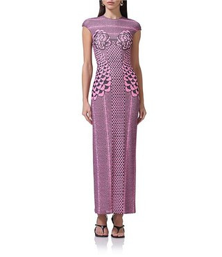 Cody Petal Print Mesh Crew Neck Cap Sleeve Dress | Dillard's