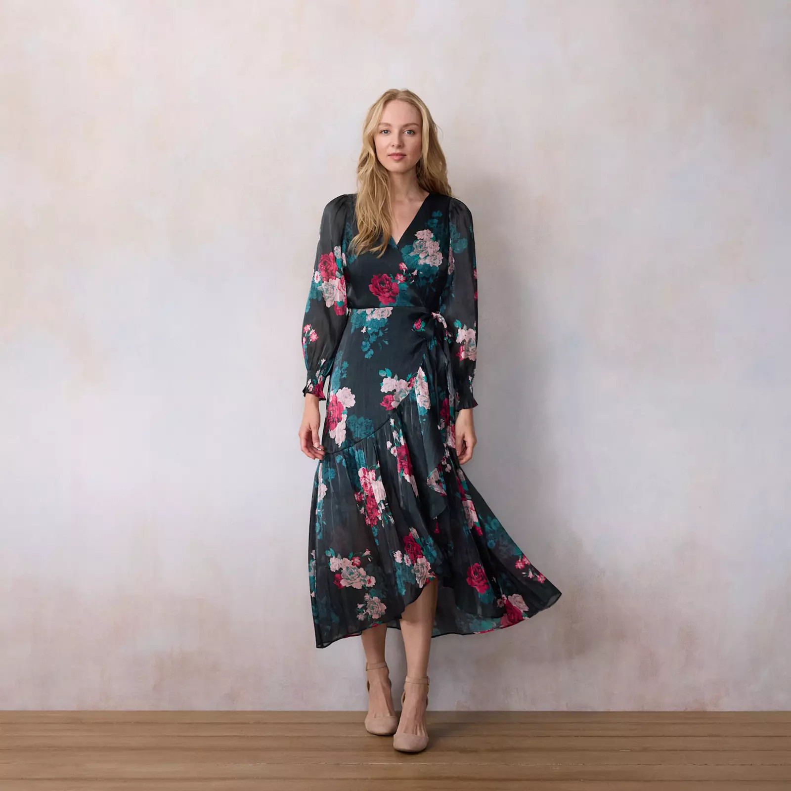 Petite LC Lauren Conrad Long Wrap Maxi Dress, Women's, Size: XL Petite, Lt Black Camilla | Kohl's