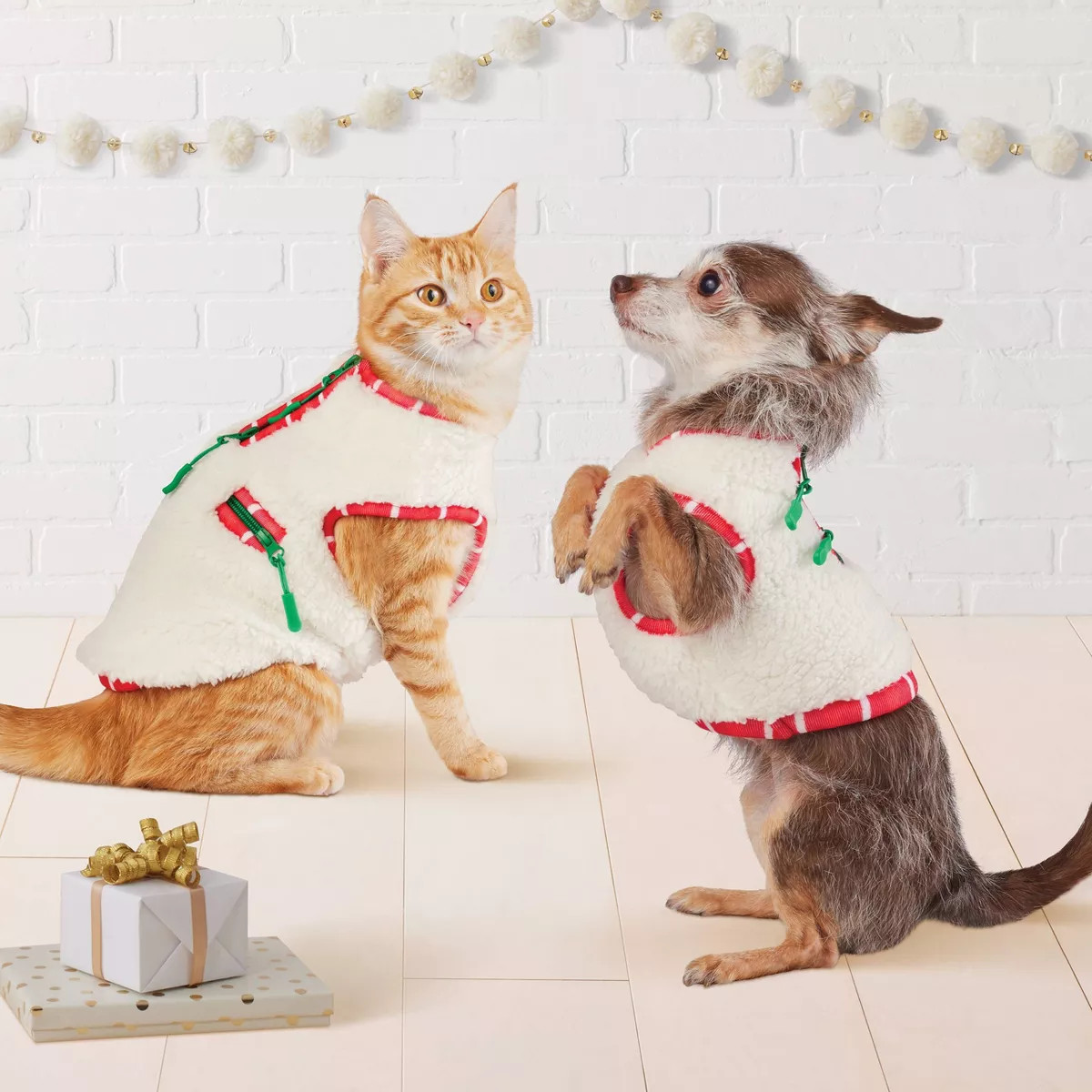 Faux Shearling Zipper with Trim Fleece Dog Vest - Wondershop™ Cream | Target