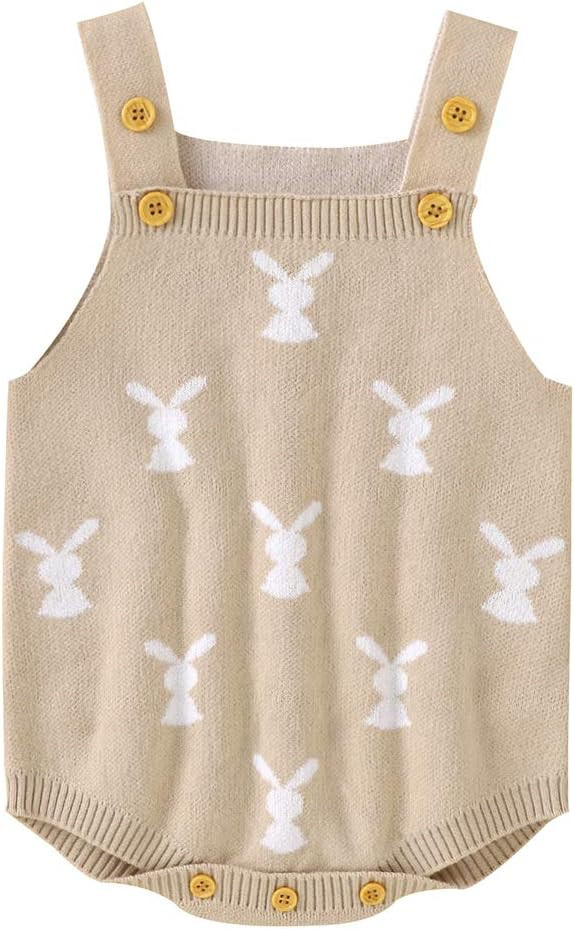 MoZiKQin Baby Girl Boy Easter Bunny Romper Sleeveless Knitted Bodysuit Jumpsuit My 1st Easter Out... | Amazon (US)