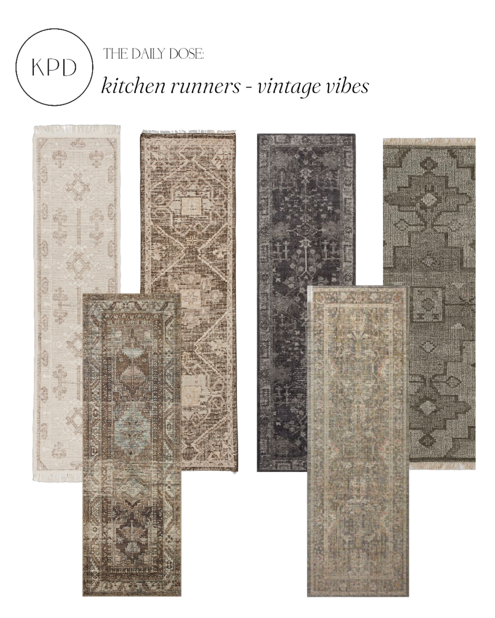 kpd the daily dose: kitchen runners with a vintage vibe from mcgee & co. rejuvination, lulu and georgia, serena and lily 


#LTKhome #LTKstyletip