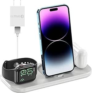 Charging Station for Multiple Devices Apple Products 3 in 1 Charging Dock for Apple Watch Ultra/8... | Amazon (US)